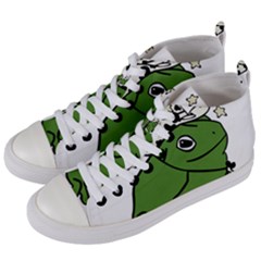 Frog With A Cowboy Hat Women s Mid-top Canvas Sneakers by Teevova