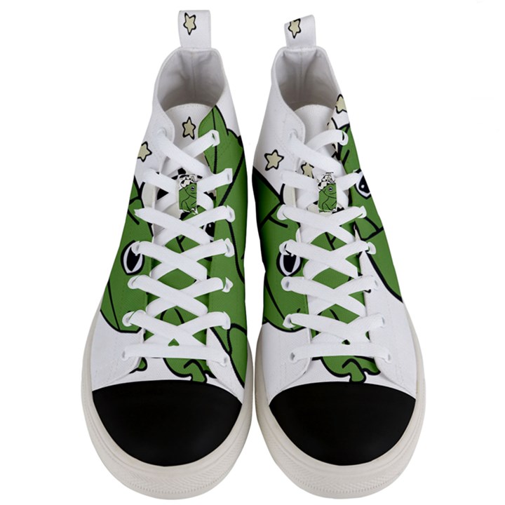 Frog with a cowboy hat Men s Mid-Top Canvas Sneakers