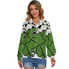 Frog With A Cowboy Hat Women s Long Sleeve Button Down Shirt