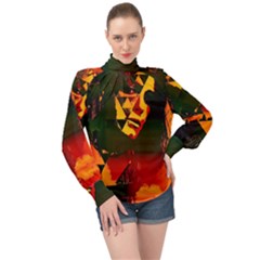 Counting Coup High Neck Long Sleeve Chiffon Top by MRNStudios