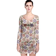 Flowers Petals Plants Floral Print Pattern Design Long Sleeve Bodycon Dress by Ravend