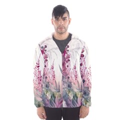 Ai Generated Flowers Watercolour Nature Plant Men s Hooded Windbreaker