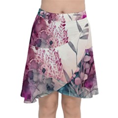 Ai Generated Flowers Watercolour Nature Plant Chiffon Wrap Front Skirt by Ravend