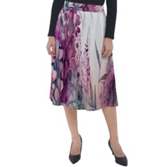 Ai Generated Flowers Watercolour Nature Plant Classic Velour Midi Skirt 