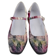 Ai Generated Flowers Watercolour Nature Plant Women s Mary Jane Shoes