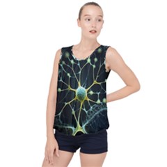 Ai Generated Neuron Network Connection Bubble Hem Chiffon Tank Top