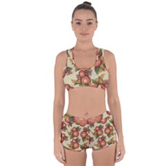 Flowers Leaves Pattern Flora Botany Drawing Art Racerback Boyleg Bikini Set