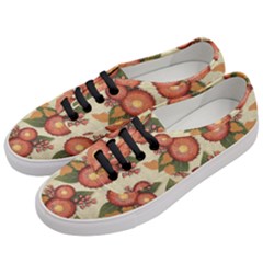 Flowers Leaves Pattern Flora Botany Drawing Art Women s Classic Low Top Sneakers