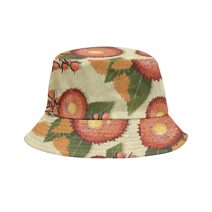 Flowers Leaves Pattern Flora Botany Drawing Art Bucket Hat