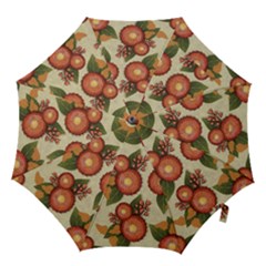 Flowers Leaves Pattern Flora Botany Drawing Art Hook Handle Umbrellas (medium) by Ravend