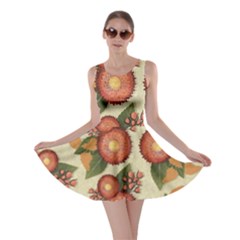 Flowers Leaves Pattern Flora Botany Drawing Art Skater Dress by Ravend