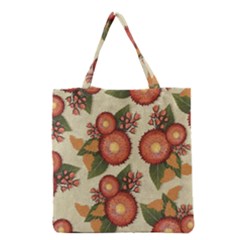 Flowers Leaves Pattern Flora Botany Drawing Art Grocery Tote Bag