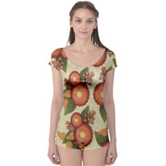 Flowers Leaves Pattern Flora Botany Drawing Art Boyleg Leotard  by Ravend