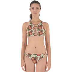 Flowers Leaves Pattern Flora Botany Drawing Art Perfectly Cut Out Bikini Set