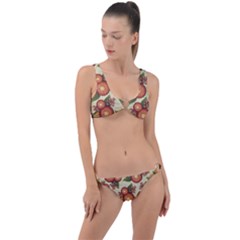 Flowers Leaves Pattern Flora Botany Drawing Art Ring Detail Crop Bikini Set by Ravend