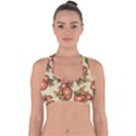 Flowers Leaves Pattern Flora Botany Drawing Art Cross Back Hipster Bikini Top  View1