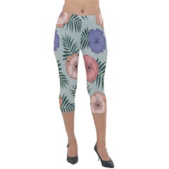 Flowers Petals Pattern Drawing Design Background Lightweight Velour Capri Leggings 