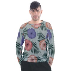 Flowers Petals Pattern Drawing Design Background Men s Long Sleeve Raglan Tee