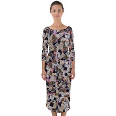 Mystic Geometry Abstract Print Quarter Sleeve Midi Bodycon Dress by dflcprintsclothing