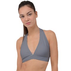 Just Grey	 - 	halter Plunge Bikini Top by ColorfulSwimWear