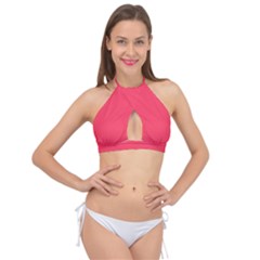 Neon Fuchsia	 - 	cross Front Halter Bikini Top by ColorfulSwimWear