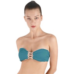 Greenish Blue	 - 	twist Bandeau Bikini Top by ColorfulSwimWear