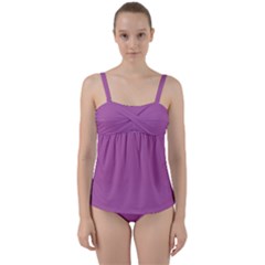 Spring Crocus Purple	 - 	twist Front Tankini Set by ColorfulSwimWear