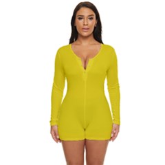 Corn Yellow	 - 	long Sleeve Boyleg Swimsuit by ColorfulSwimWear