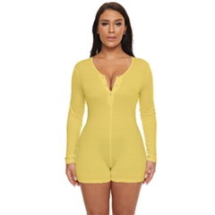 Naples Yellow	 - 	long Sleeve Boyleg Swimsuit by ColorfulSwimWear