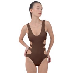 Caramel Brown	 - 	side Cut Out Swimsuit by ColorfulSwimWear