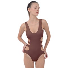 Sepia Brown	 - 	side Cut Out Swimsuit by ColorfulSwimWear