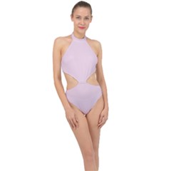 Cherry Blossom Pink	 - 	halter Side Cut Swimsuit by ColorfulSwimWear