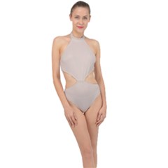Soft Sand Dollar	 - 	halter Side Cut Swimsuit by ColorfulSwimWear