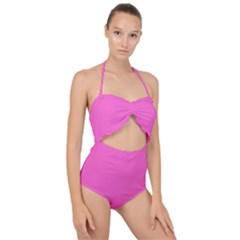 Rose Pink	 - 	Scallop Top Cut Out Swimsuit