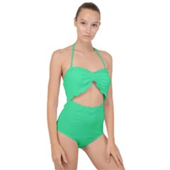 Seafoam Green	 - 	scallop Top Cut Out Swimsuit by ColorfulSwimWear