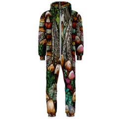 Bewitch Stipe Black Art Incantation Enchant Champignon Shiitake Witchcraft Black Magic Witch Hooded Jumpsuit (men) by GardenOfOphir