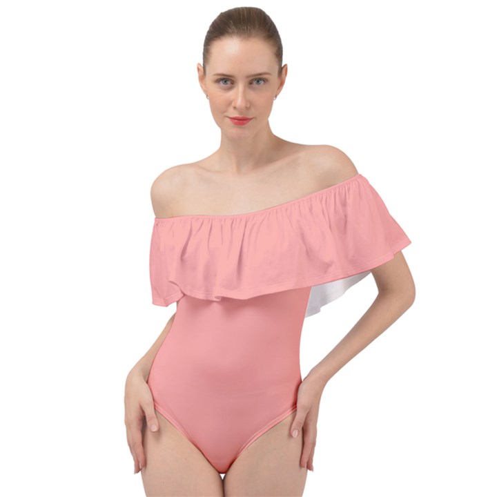 Candlelight Peach Pink	 - 	Off Shoulder Velour Bodysuit