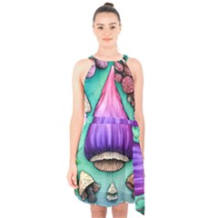 Veil Presto Psilocybin Superstition Agaric Trick Button Mushroom Sciopticon Diablerie Voodoo Fairy Halter Collar Waist Tie Chiffon Dress