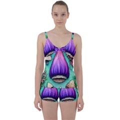 Veil Presto Psilocybin Superstition Agaric Trick Button Mushroom Sciopticon Diablerie Voodoo Fairy Tie Front Two Piece Tankini by GardenOfOphir