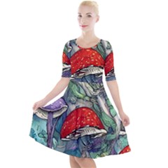 Necromancy Mushroom Quarter Sleeve A-line Dress by GardenOfOphir