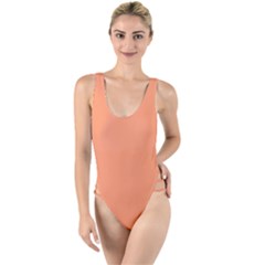 Light Orange	 - 	high Leg Strappy Swimsuit by ColorfulSwimWear