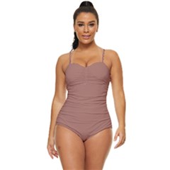 Blast Off Bronze Brown	 - 	retro Full Coverage Swimsuit by ColorfulSwimWear