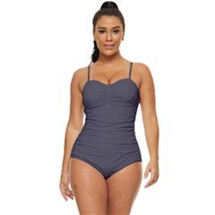 Lead Grey	 - 	retro Full Coverage Swimsuit by ColorfulSwimWear