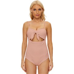 Peach Quartz	 - 	knot Front One-piece Swimsuit by ColorfulSwimWear