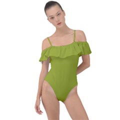 Citron Green	 - 	frill Detail One Piece Swimsuit