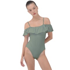 Artichoke Green	 - 	frill Detail One Piece Swimsuit by ColorfulSwimWear