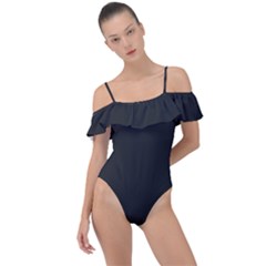 Charcoal Grey	 - 	frill Detail One Piece Swimsuit by ColorfulSwimWear