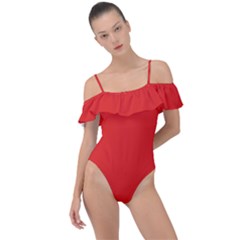 Lava Red	 - 	frill Detail One Piece Swimsuit