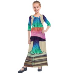 Forest Fairycore Mushroom Kids  Quarter Sleeve Maxi Dress by GardenOfOphir