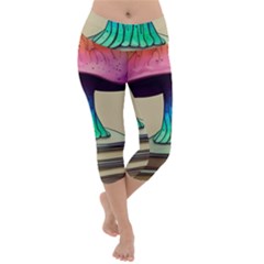 Forest Fairycore Mushroom Lightweight Velour Capri Yoga Leggings